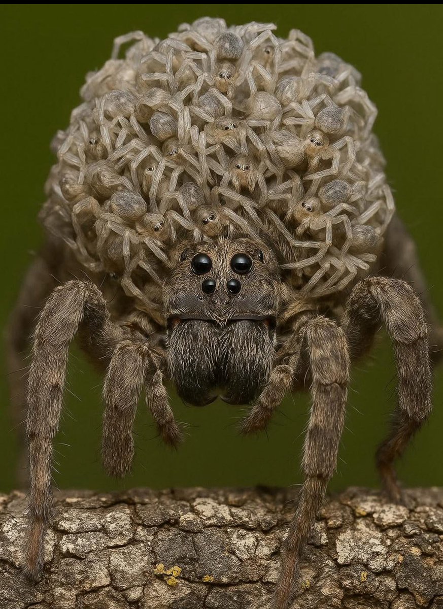 atensnut's tweet image. This is a close up of a wolf spider.   Have you ever swatted one and hundreds of baby spiders run everywhere?   

Creepiest feeling ever.    Got goose bumps thinking about it. 🕷️ 🕷️ 🕷️ 🕷️ 🕷️
