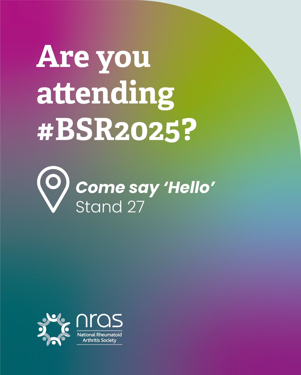 Are you attending #BSR2025?

Come say Hello to the NRAS team at Stand 27 – we’d love to meet you!💜 

<a href="/RheumatologyUK/">BSR</a>