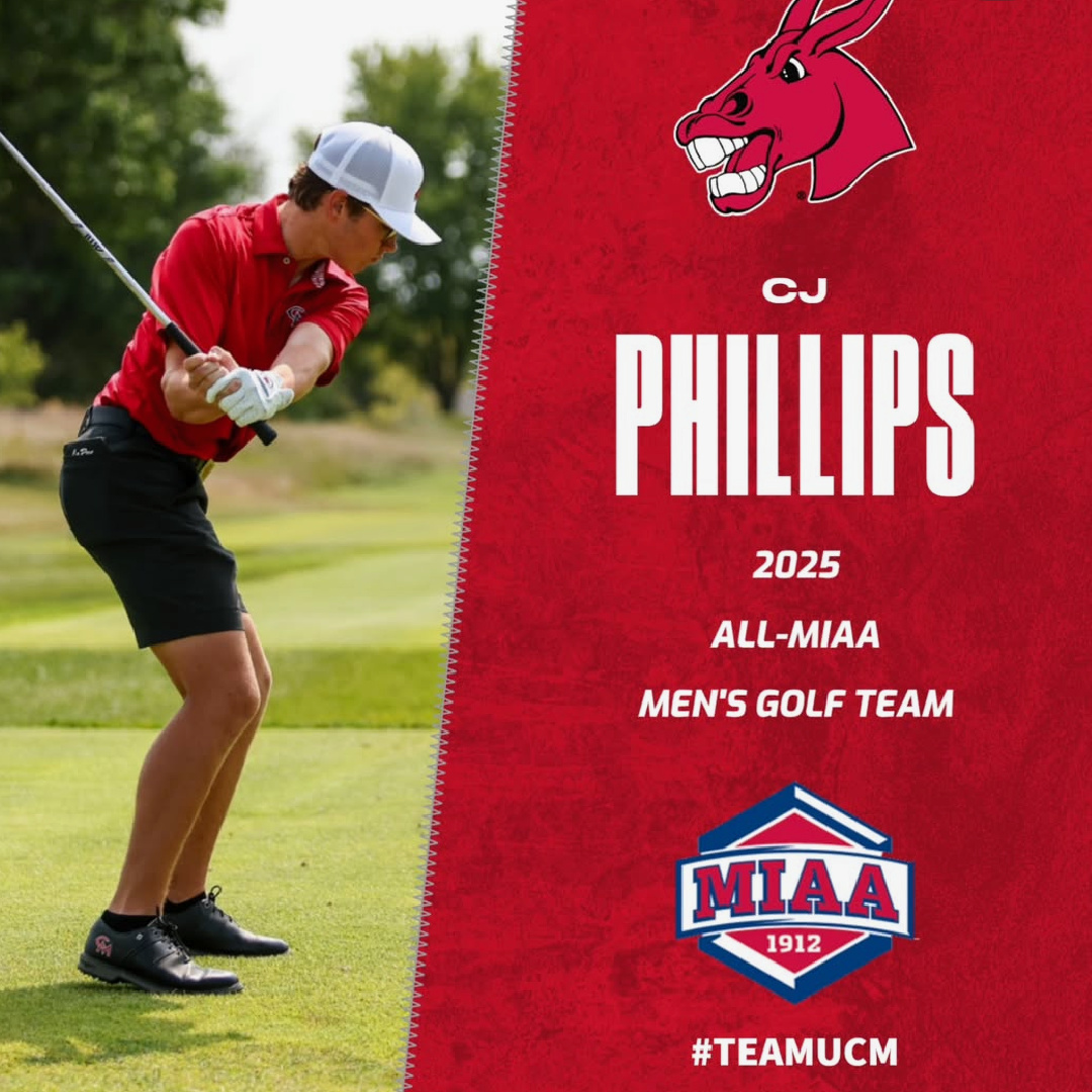 I am so proud and thrilled to celebrate CJ Phillips for being named to the All-MIAA Men's Golf Team! Your dedication, skill, and hard work have truly paid off. 🏌️‍♂️⛳️

Here's to more birdies, eagles, and continued success on and off the course! 

#TeamUCM #MulesGolf #AllMIAA