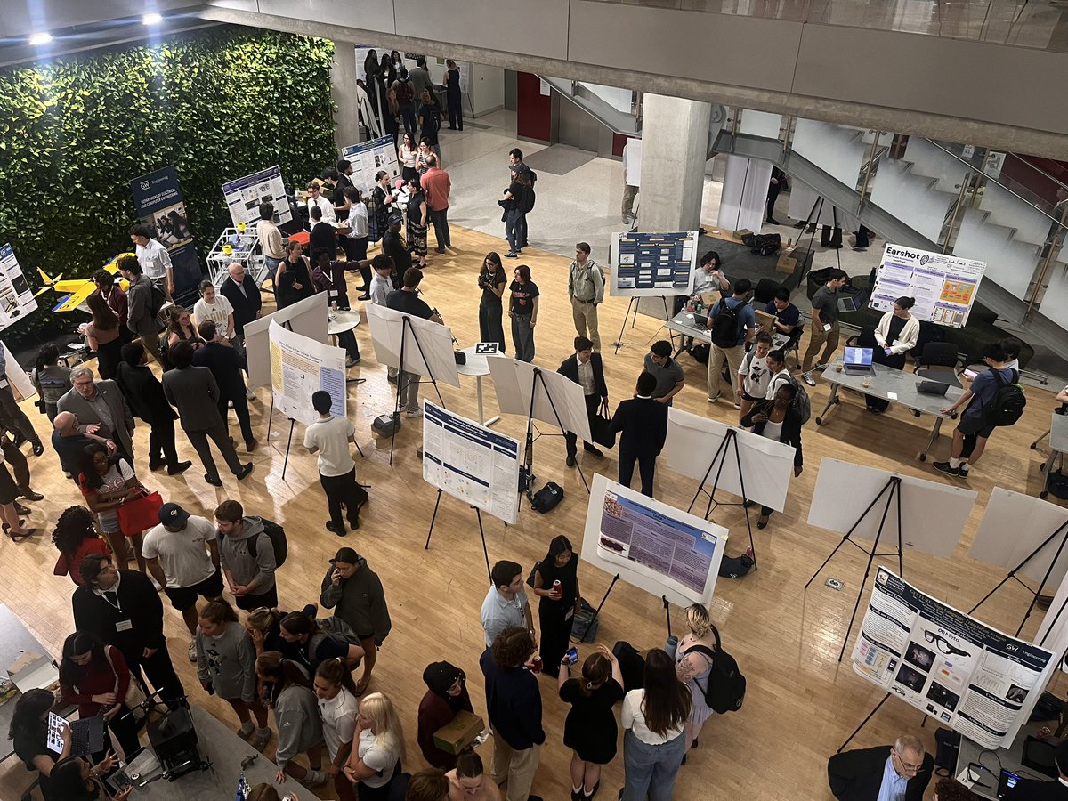 gwuengineering's tweet image. The annual Research &amp;amp; Development and Senior Design Showcase has begun! Come to the Science &amp;amp; Engineering Hall before 2:30pm to hear from #GWEngineering students about their high-impact research!