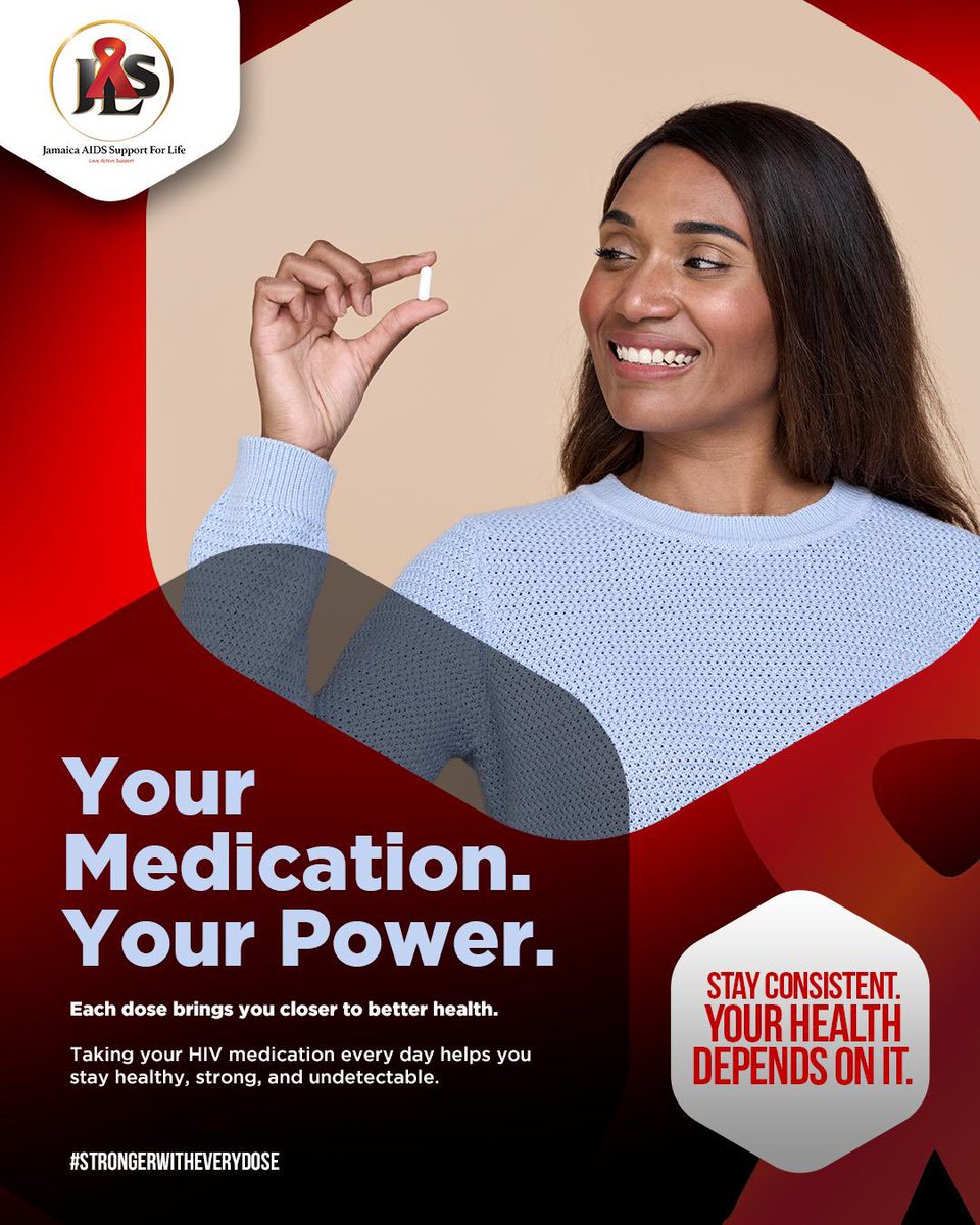 JASLtweets's tweet photo. Taking antiretroviral therapy (ART) as prescribed and instructed by your doctor is POWER. It’s protection, strength, and pride—one dose at a time. #StrongerWithEveryDose #OwnYourPower https://t.co/b5TrVWvwmV