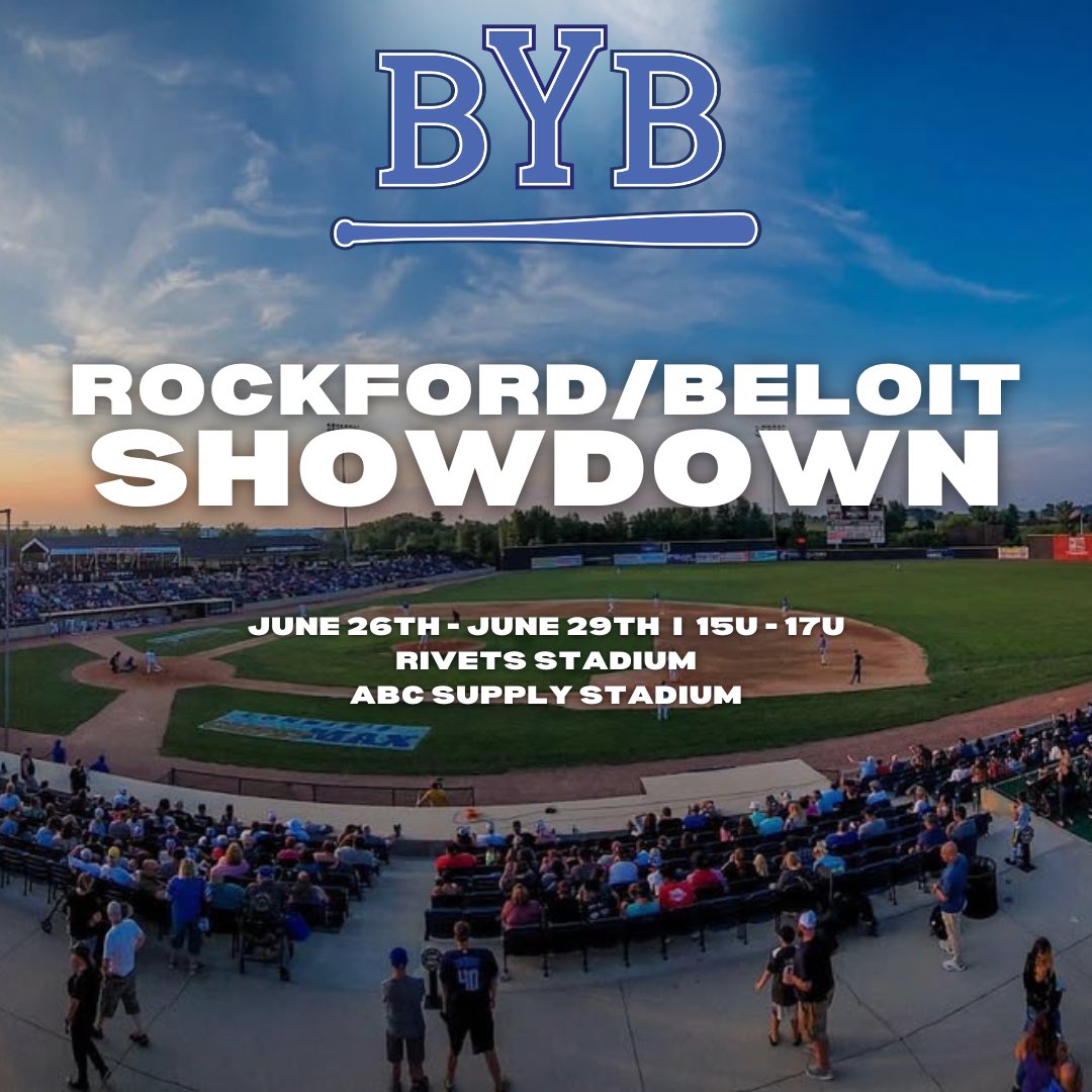 The BYB Rockford/Beloit Showdown is set for June 26th - June 29th! 15U-17U teams will battle it out on top-tier fields, including Rivets Stadium and ABC Supply Stadium.

📅 Register now: tinyurl.com/BYB2025

Don’t miss out—secure your team’s spot today! ⚡