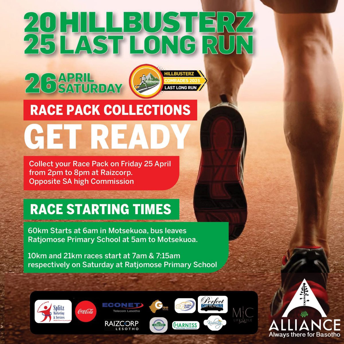 Hosane, ke ja 60 km joalo ka ntja tse ling😆😆😆😆

HillBusterz Running Club Comrades Ultramarathon Preparation