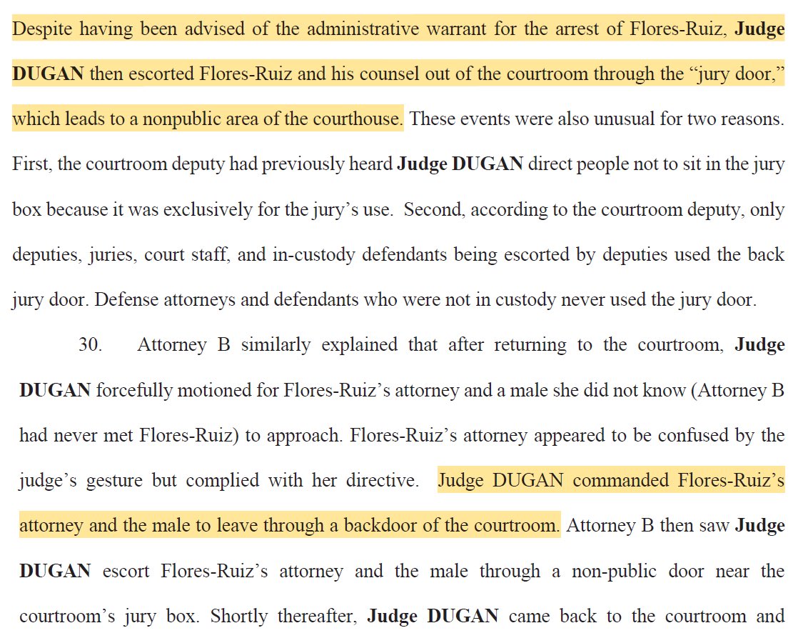 EndWokeness's tweet image. Holy shiiiit…

Judge Dugan helped a fugitive illegal alien escape out the back of her courtroom to obstruct an ICE warrant. 2 felonies.