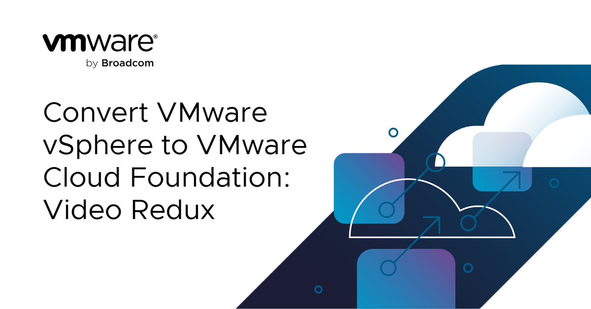 vmwarevcf's tweet image. Moving from VMware vSphere Environment to #VCF streamlines a lot of tasks, but how can you do it? 

Watch this webinar replay to learn the process step-by-step: blogs.vmware.com/cloud-foundati…

#VMwareCloudFoundation