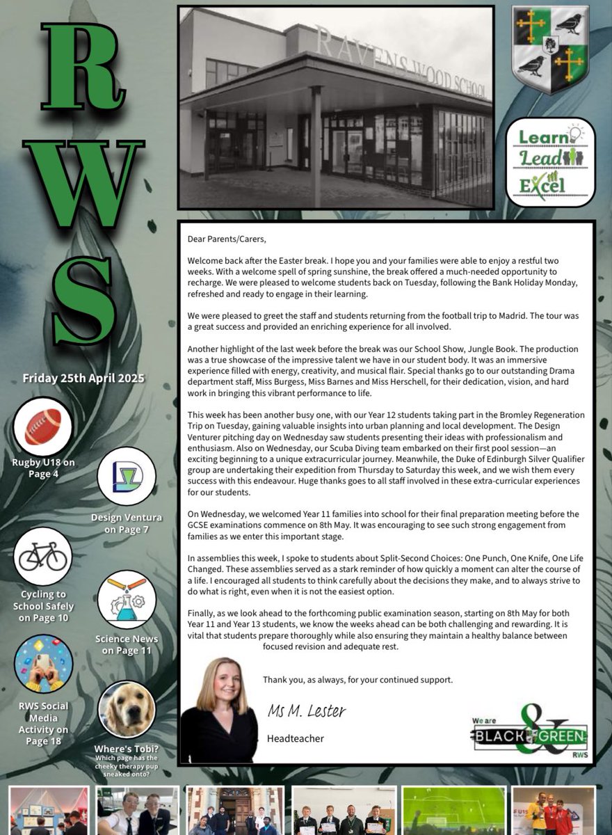 rw_school's tweet image. The latest edition of RWS news is available. Click the link below to find out about the Above and Beyond awards and success in the national Design Ventura competition. 

🖤💚

#LearnLeadExcel
#WeAreBlackandGreen

ravenswood.bromley.sch.uk/assets/RWS-New…