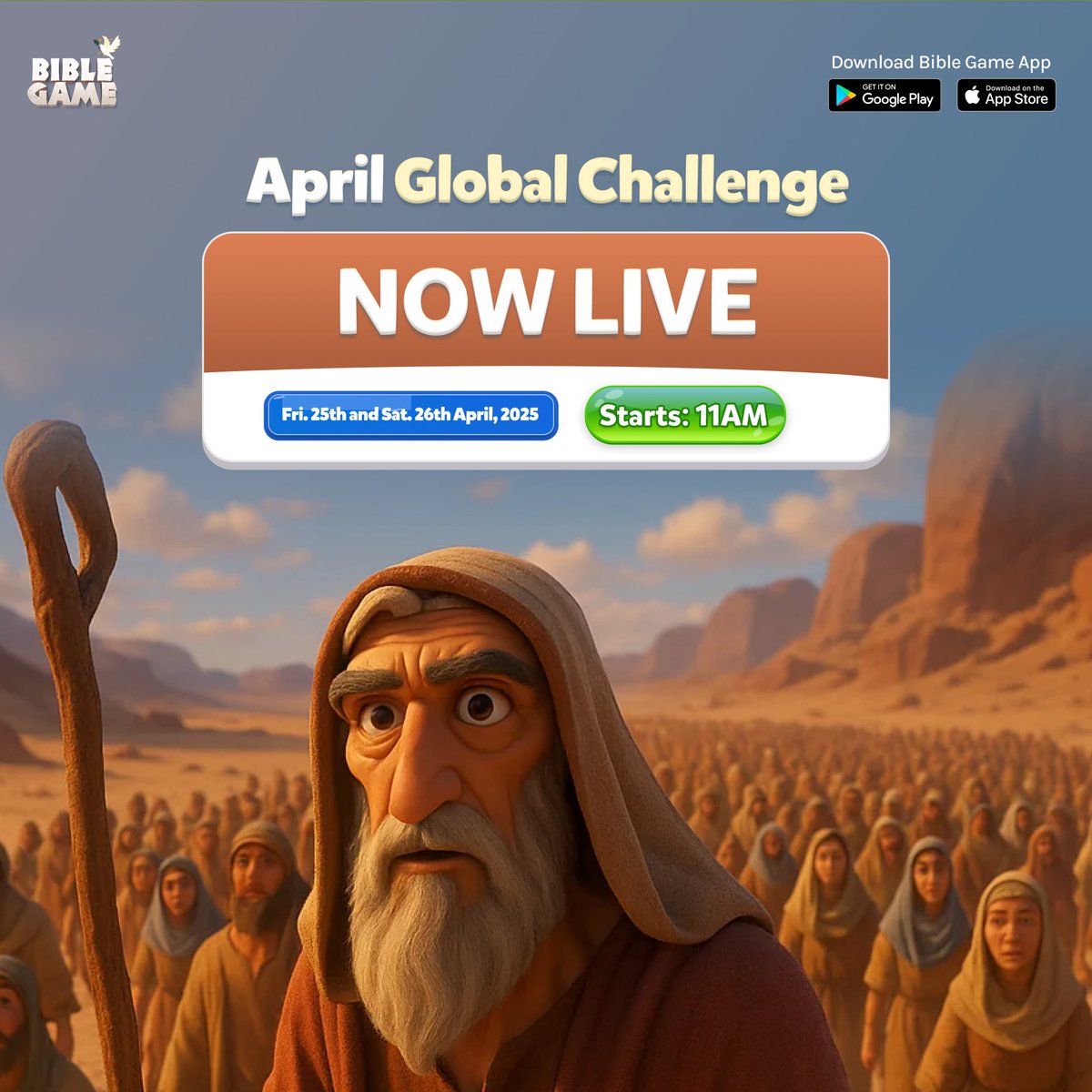 OurBibleGame's tweet image. Now Live!!!!
April Global Challenge is currently ongoing.
Open your Bible Game app to play and test your knowledge of Exodus.
We are expecting you on the leaderboard.
#BibleGame
#GlobalChallenge
#Exodus