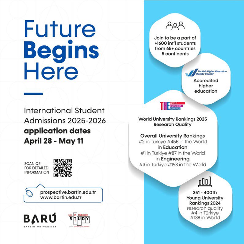Los Angeles Eğitim Ataşeliği (@losangelesea) on Twitter photo 2025-2026 akademik yılı için Bartın Üniversitesi uluslararası öğrenci başvuruları başlıyor!
Başvuru Tarihleri: 28 Nisan – 11 Mayıs 2025
Başvurular online yapılacaktır.
Detaylı bilgi ve başvuru kılavuzu için: w3.bartin.edu.tr iso.bartin.edu.tr
<a href="/tcmeb/">Millî Eğitim Bakanlığı</a>
<a href="/mebyyegm/">Yükseköğretim ve Yurt Dışı Eğitim Genel Müdürlüğü</a> 2025-2026 akademik yılı için Bartın Üniversitesi uluslararası öğrenci başvuruları başlıyor!
Başvuru Tarihleri: 28 Nisan – 11 Mayıs 2025
Başvurular online yapılacaktır.
Detaylı bilgi ve başvuru kılavuzu için: w3.bartin.edu.tr iso.bartin.edu.tr
<a href="/tcmeb/">Millî Eğitim Bakanlığı</a>
<a href="/mebyyegm/">Yükseköğretim ve Yurt Dışı Eğitim Genel Müdürlüğü</a>