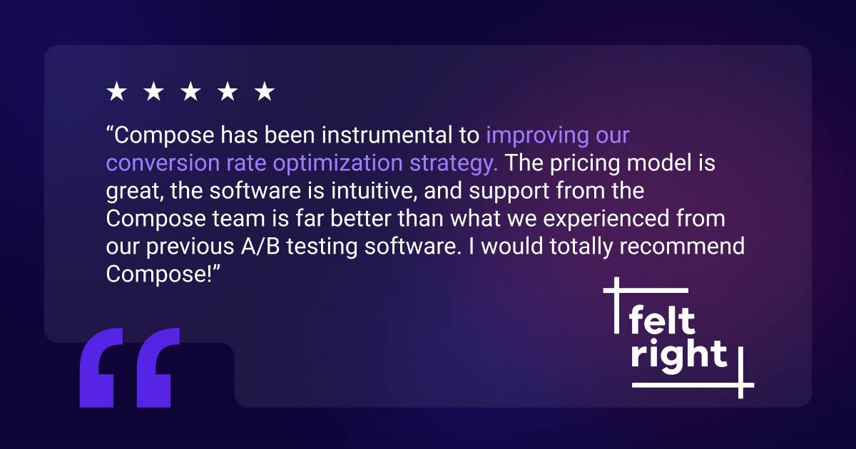 ComposeHQ's tweet photo. We built Compose to make your conversion rate optimization easier with intuitive software and top-tier support. 

Want to see for yourself? Try Compose today! 🚀

 #ABTesting #CustomerSuccess #TryCompose https://t.co/KBnxW2I1kF