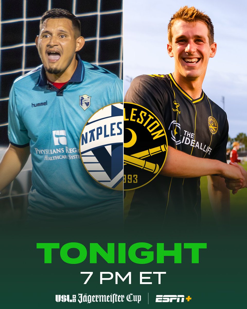 USL Jägermeister Cup (@usl_cup) on Twitter photo The <a href="/USLLeagueOne/">USL League One</a> leaders and one of the top clubs in the <a href="/USLChampionship/">USL Championship</a> 😤
Watch <a href="/fcnaples_/">FC Naples</a> face the <a href="/Chas_Battery/">Charleston Battery</a> tonight at 7 PM ET on <a href="/ESPNPlus/">ESPN+</a>!
📺 bit.ly/USLCupOnESPN
✍️ bit.ly/4399z5x The <a href="/USLLeagueOne/">USL League One</a> leaders and one of the top clubs in the <a href="/USLChampionship/">USL Championship</a> 😤
Watch <a href="/fcnaples_/">FC Naples</a> face the <a href="/Chas_Battery/">Charleston Battery</a> tonight at 7 PM ET on <a href="/ESPNPlus/">ESPN+</a>!
📺 bit.ly/USLCupOnESPN
✍️ bit.ly/4399z5x