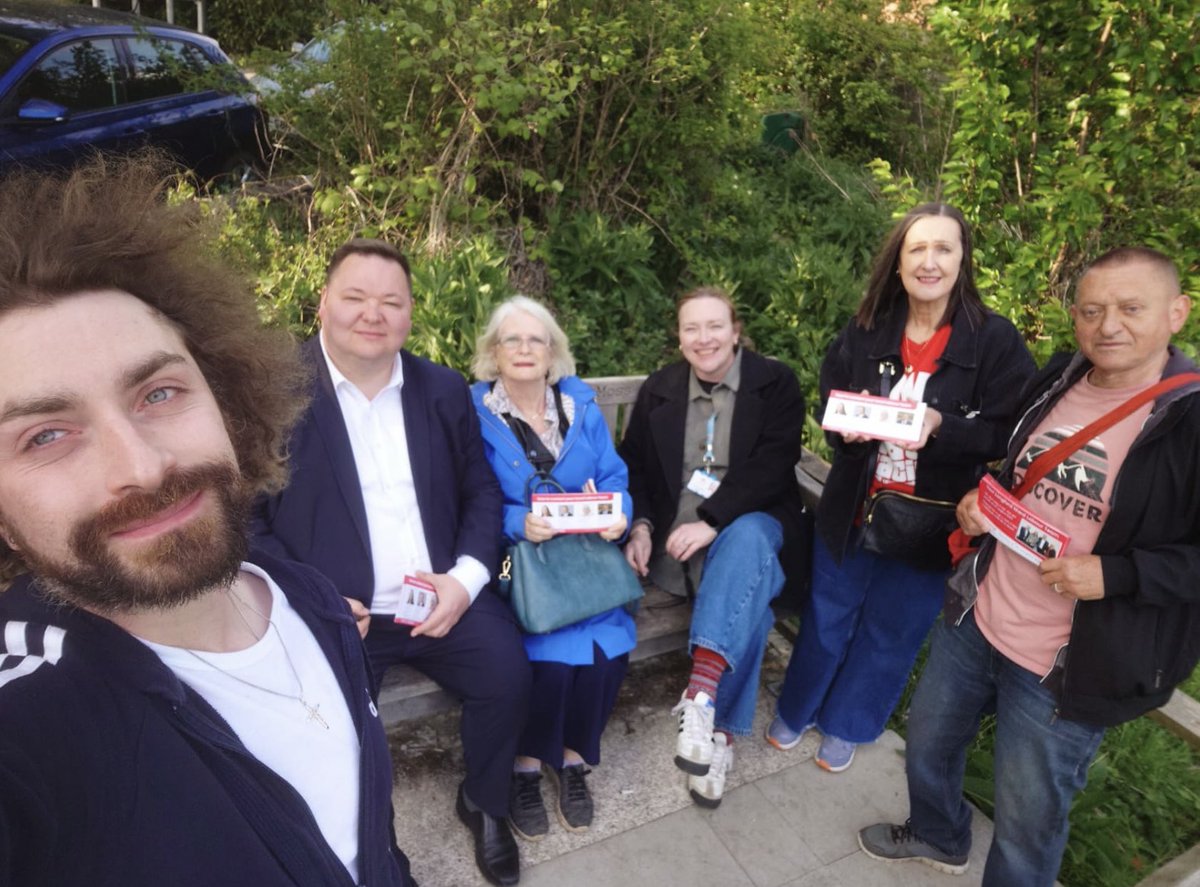 Nipped to join this fabulous lot for an early evening #labourdoorstep in Longford Ward - great day for it!