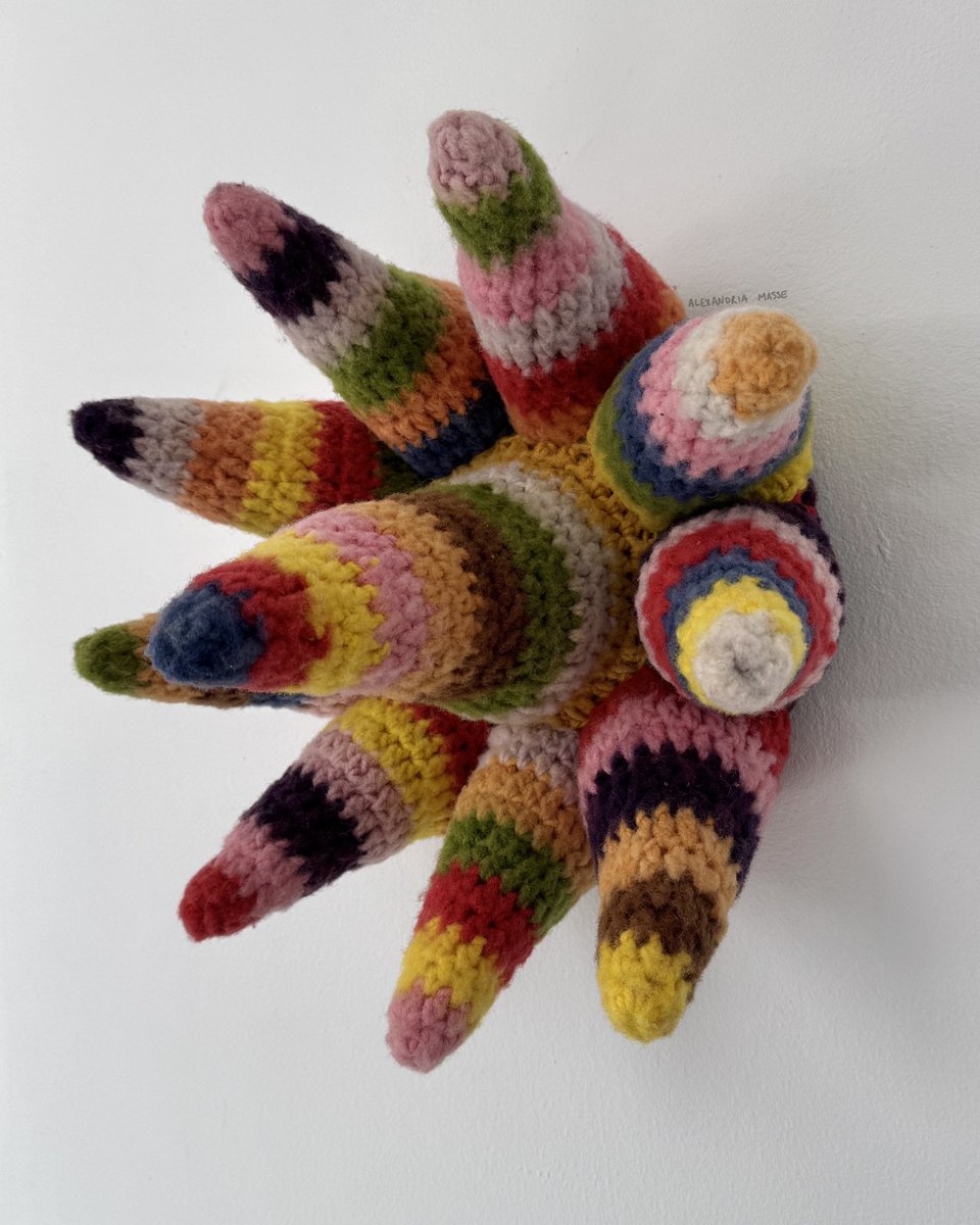 MasseAlexandria's tweet image. bad case of the stripes, made of hand dyed 100% wool