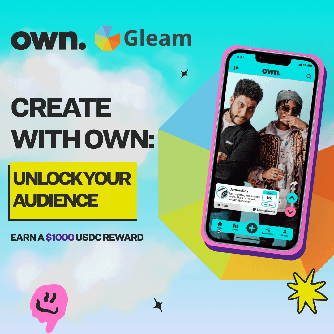 🚨 Own. app’s Gleam campaign is live

got a big idea but no platform that actually supports you?

💰 $1,000 cash
🎟️ early beta access

no wallet needed. no follower count required.
just bring your voice and a reason to build.

link below 👇
gleam.io/COeNv/create-w…