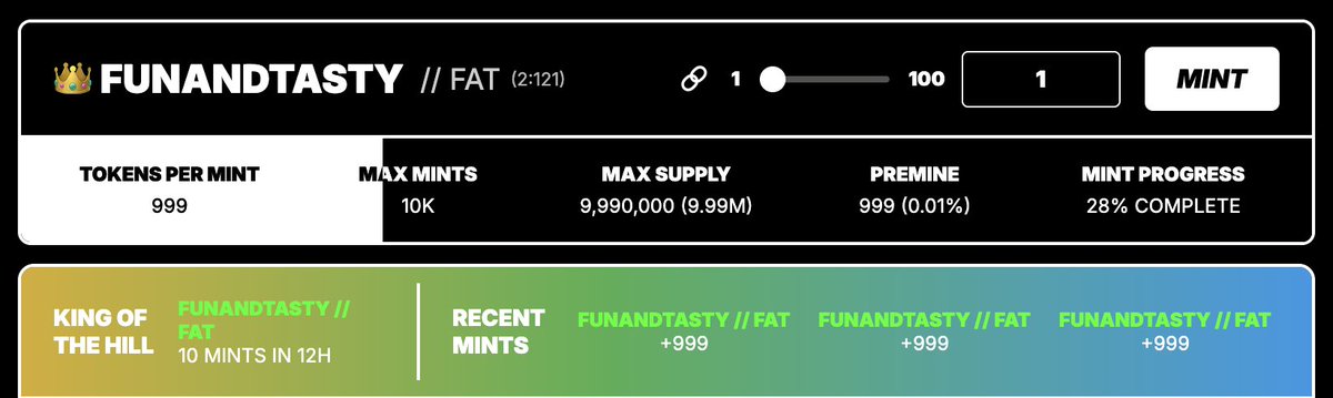 It's a slow day for #alkanes, but these days are just as important as the crazy days.

Some users are minting <a href="/FATFUNTASTY/">FUN•AND•TASTY $FAT</a> while fees are low. Have you minted $FAT yet?

👇👇👇
mintalkanes.com/#funandtasty