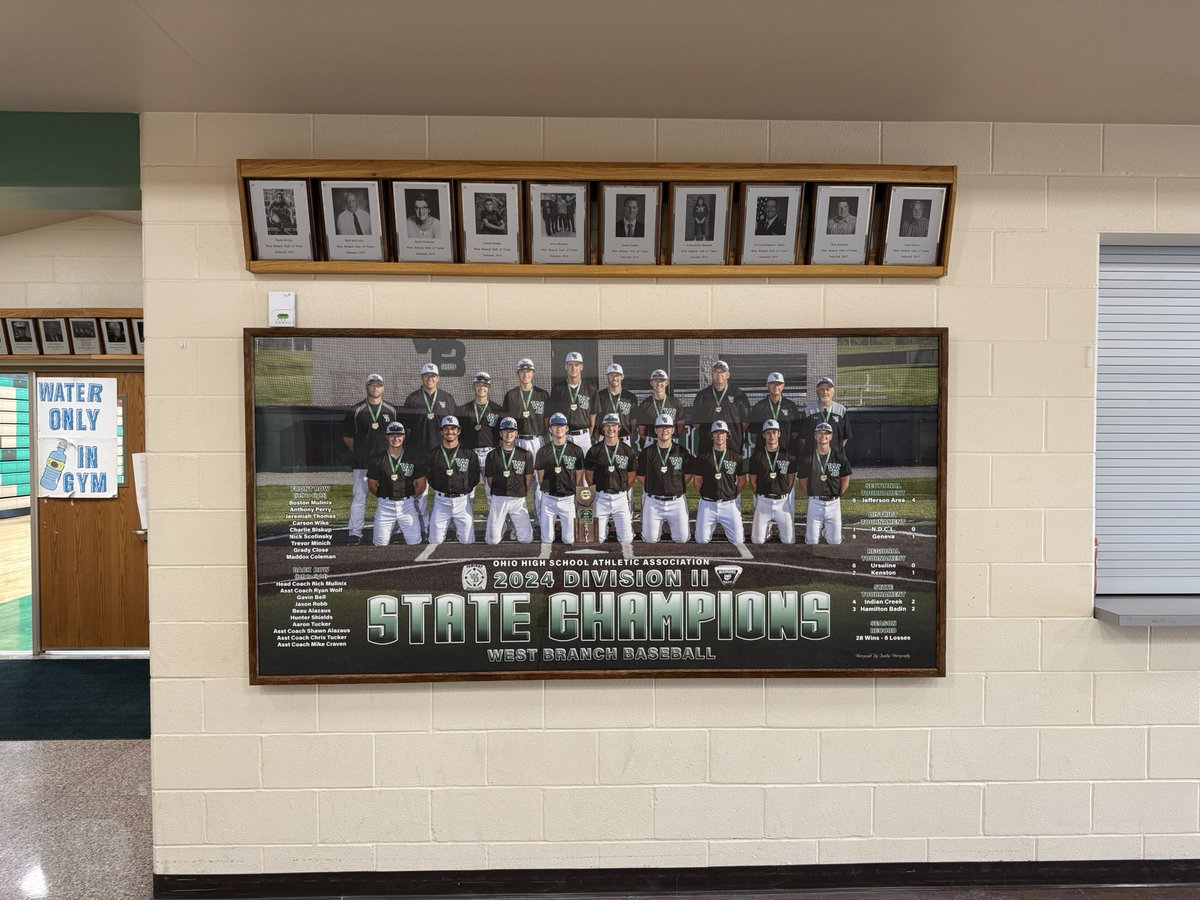 The State Baseball Championship photo has officially been hung in the athletic lobby. A big thank you to James Mincks for building the frame and mounting the picture.