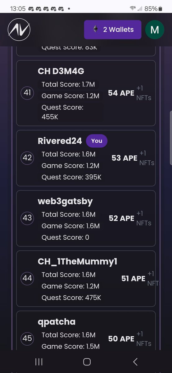 rivered24's tweet photo. Lets go, won 53 $APE and an nft for placing 42nd in the @intraVerse_Game @apecoin #FormulaApe tournament. Definitely not my best showing but not bad at all for missing a bunch of racing sessions. Congrats to all who participated and thank you to the sponsors https://t.co/PXt7sZ2UWR