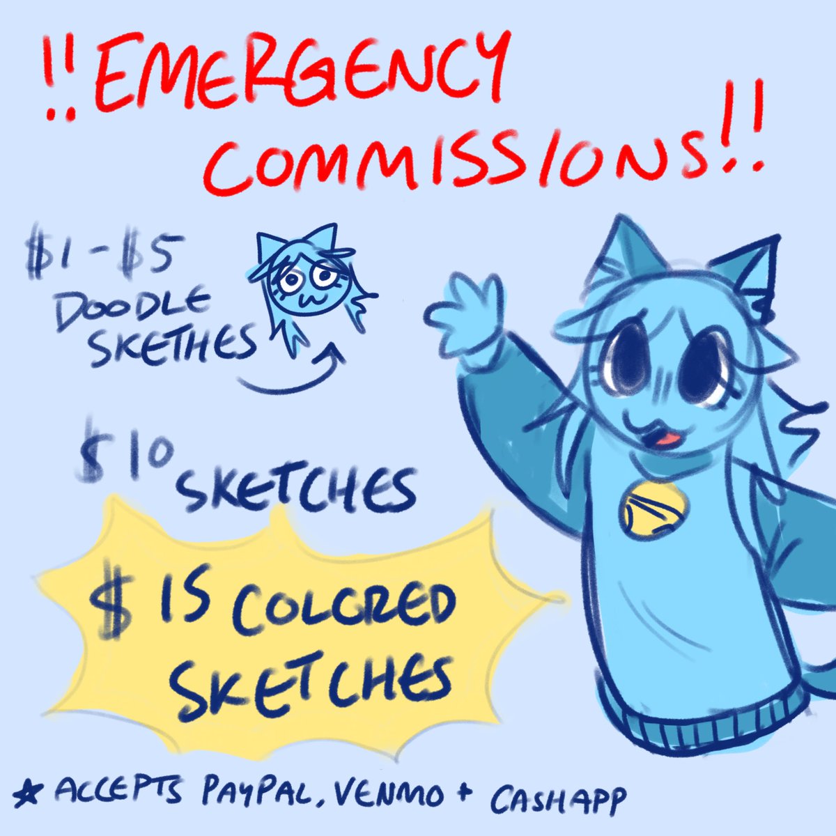 mewziescorner's tweet photo. some more doodles from the emergency comms! still taking doodles like these for $5, full sketches for $10 and colored sketches for $15!! https://t.co/7qez3xlG8y