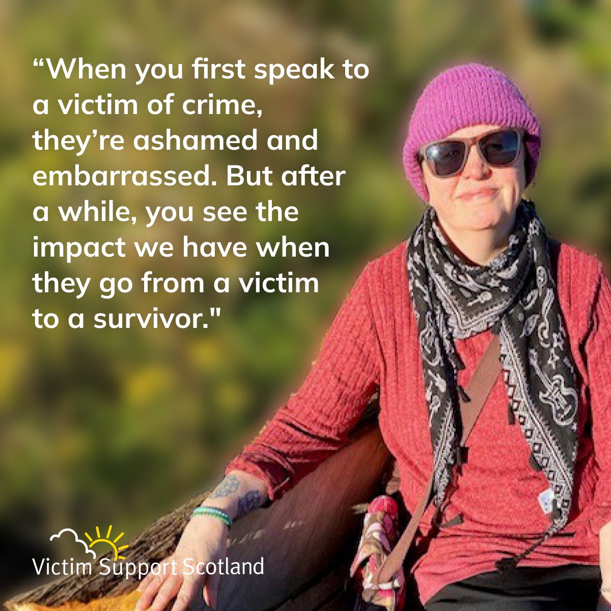 Emma joined us last year and says the role “exceeded her expectations”.

She said: “When you first speak to a victim of crime they’re ashamed and embarrassed. But after a while you see the impact we have when they go from a victim to a survivor."

Join us: victimsupport.scot/volunteertoday…