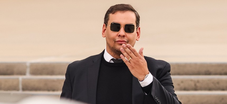 The_Weed_Shop's tweet image. George Santos sentenced to 87 months for fraud, set to begin prison July 25, 2025. I hope he can secure a pardon. He's a good dude and doesn't deserve 7 years behind bars. #GeorgeSantos