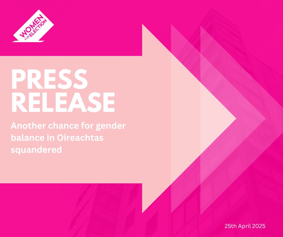 Women for Election (@women4election) on Twitter photo Women make up just 25% of the Chairs of <a href="/OireachtasNews/">Houses of the Oireachtas - Tithe an Oireachtais</a> Committees â a long way short of gender balance
Parties should benchmark themselves against the 40% candidate quota figure in all political appointments
#MoreWomen
womenforelection.ie/another-chance⊠Women make up just 25% of the Chairs of <a href="/OireachtasNews/">Houses of the Oireachtas - Tithe an Oireachtais</a> Committees â a long way short of gender balance
Parties should benchmark themselves against the 40% candidate quota figure in all political appointments
#MoreWomen
womenforelection.ie/another-chanceâŠ