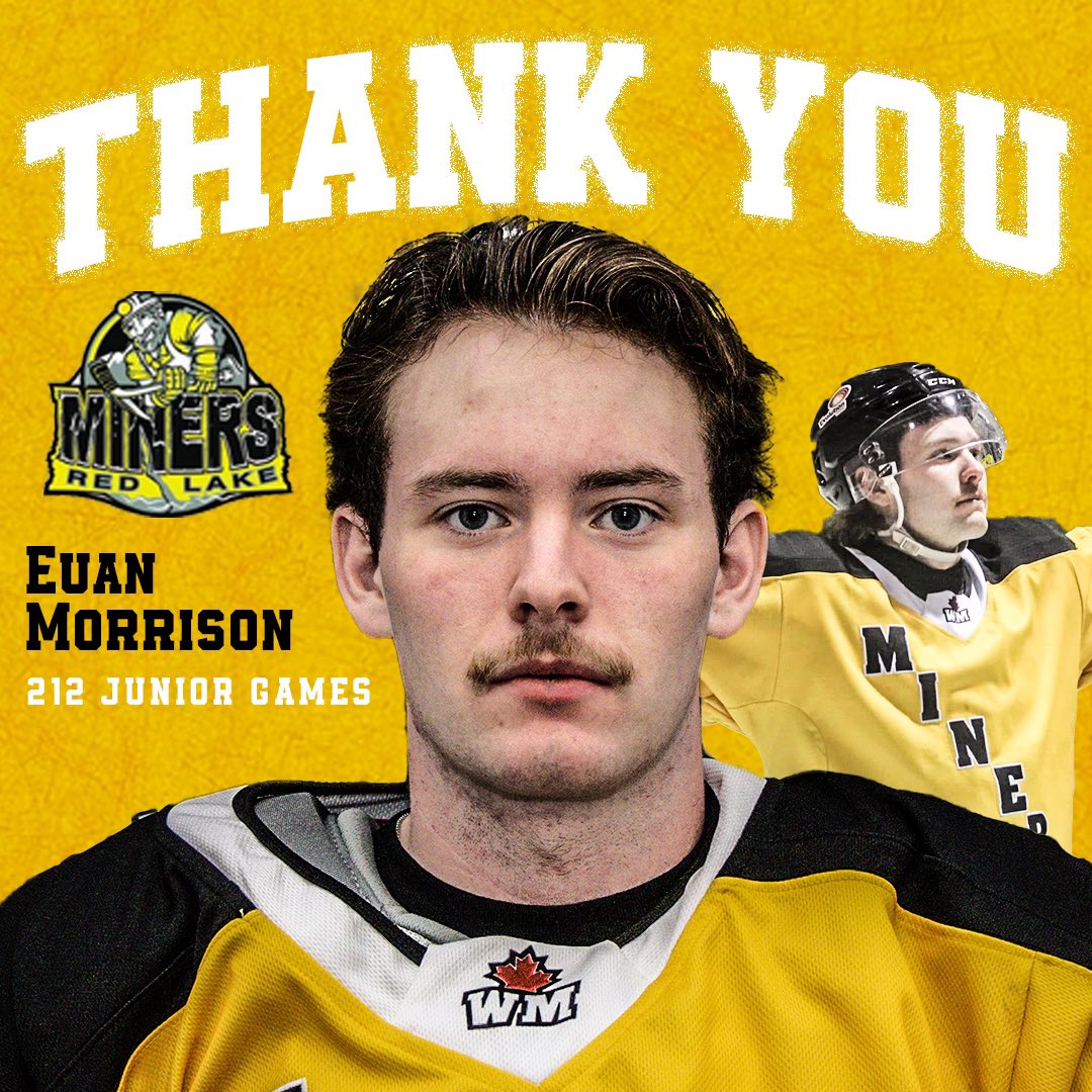 20 💣 | Euan Morrison played 212 career junior hockey games over 4 seasons. 

Of those 212, 48 regular season and 10 playoff games were with the Miners. 

Thank you, Euan!

#MinerFamily | #TheHardWay ⚫️⚒️🟡