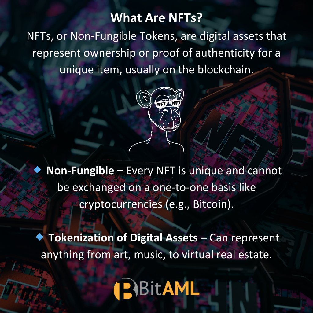 🎨🚀 Explore NFTs! These unique digital assets are changing art, gaming, and real estate. From ownership proof to scarcity, they offer exciting future possibilities. Let’s dive into the basics and real-world applications! 🌍🔑 #NFTs #Blockchain #CryptoEducation #TechInnovation