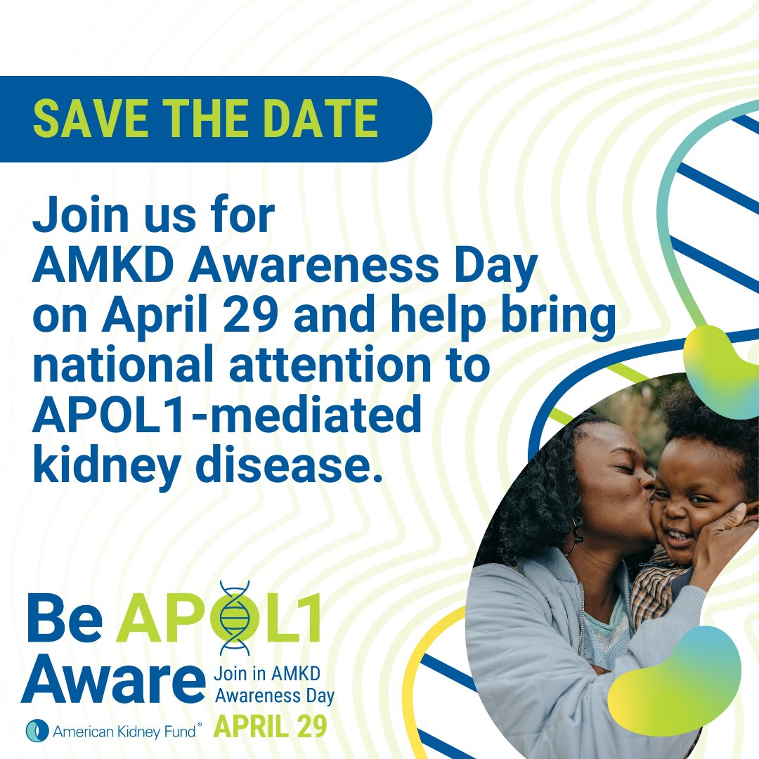 Black Americans are more likely to have APOL1 gene mutations that increase the risk of developing APOL1-mediated kidney disease (AMKD), a rapidly progressive form of kidney disease that can occur at a young age. 

Learn more at kidneyfund.org/APOL1aware