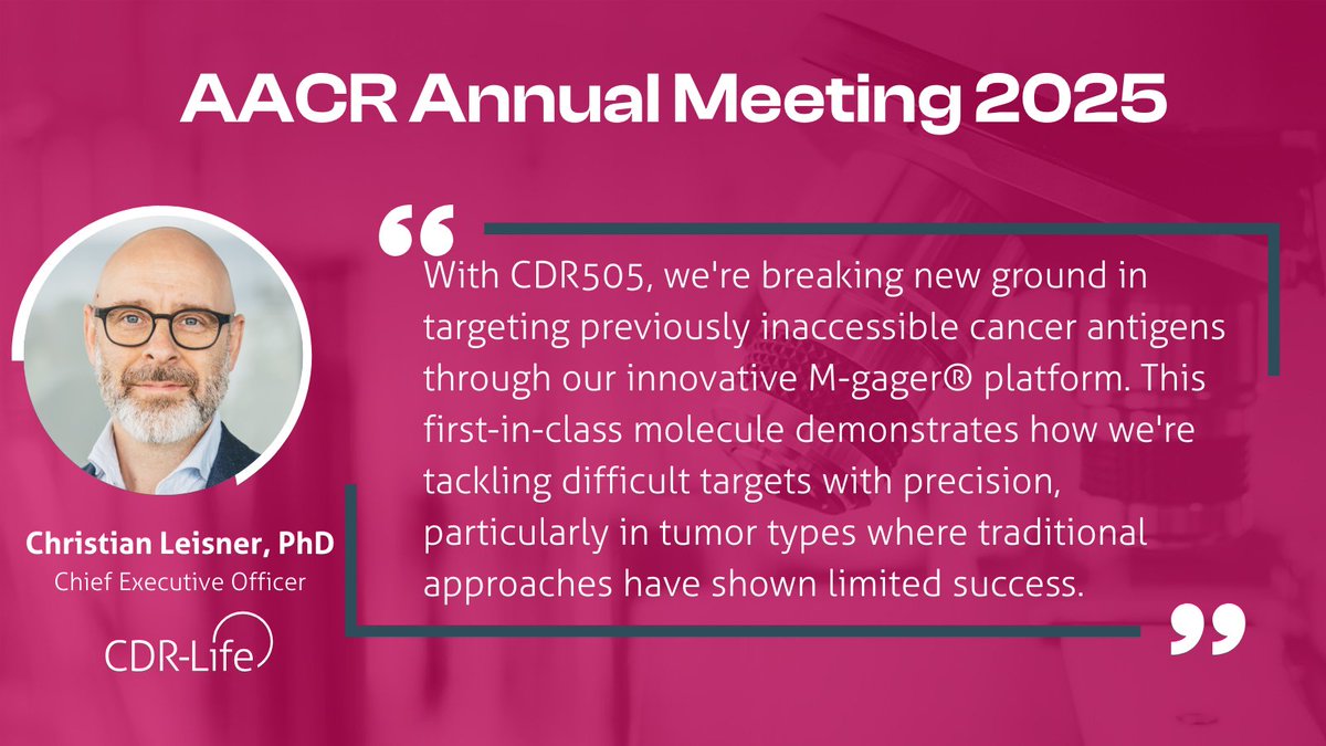Check out our posters on T-cell engagers for solid tumors at #AACR2025 Chicago:

CDR404 (MAGE‑A4) – more potent with less T-cell exhaustion than a direct competitor (Abs #3494)
CDR505 (KK‑LC‑1) – first‑in‑class, highly specific and potent (Abs #3493) bit.ly/4jMGAeb