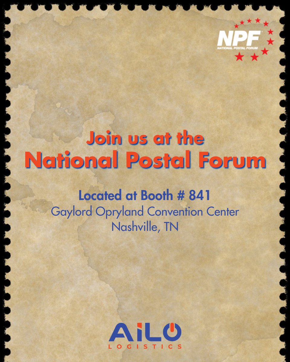 Join us at the National Postal Forum, April 27–30, Booth #841, at the Gaylord Opryland Convention Center in Nashville, TN.

Visit us to connect with our experts, explore cutting-edge logistics solutions, and discover how we can streamline your operations.