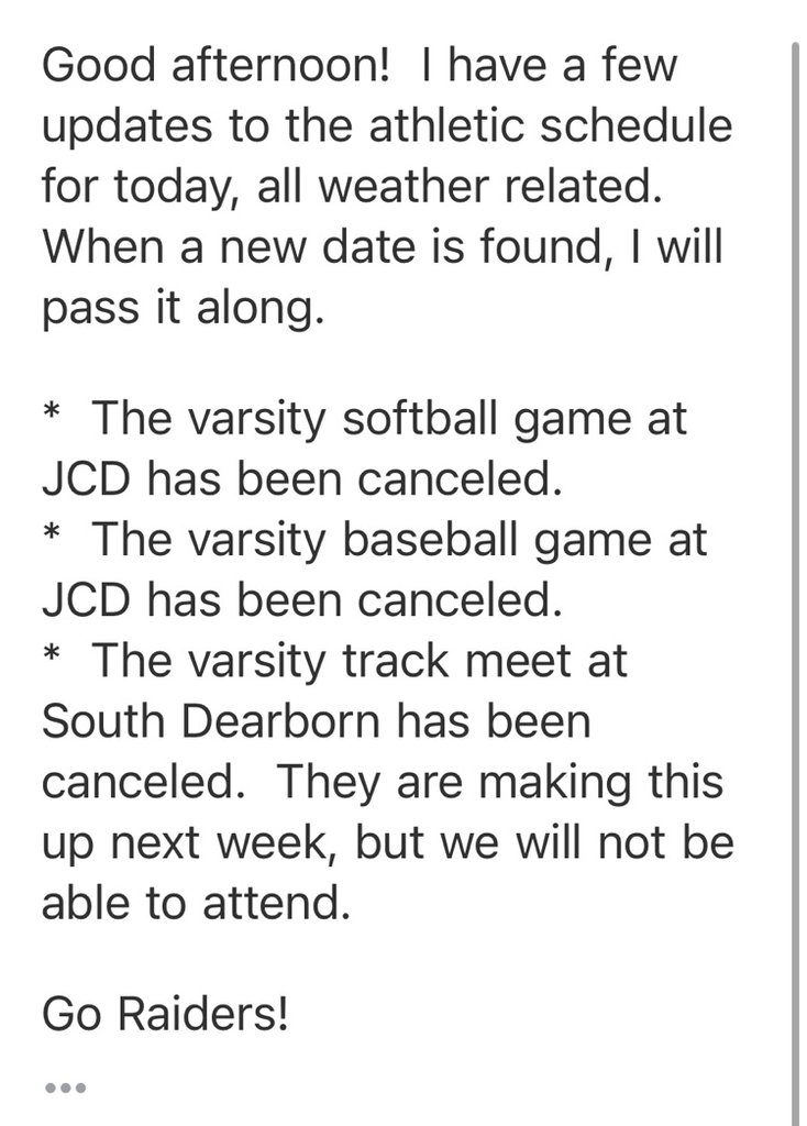 Please see the pic for an update on todays athletic schedule.