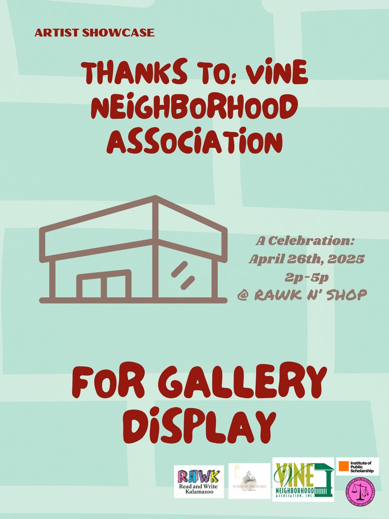 ReadWriteKzoo's tweet image. Huge shoutout/thanks to the Vine Neighborhood Association for opening up their space and showing love to our community!

Your support makes it possible for events like ours to thrive—where music, art, and youth voices come together in powerful ways.