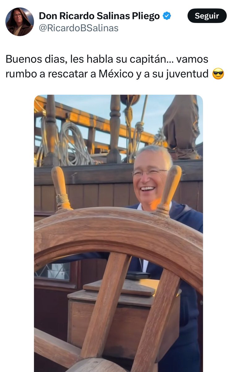 Este señor <a href="/RicardoBSalinas/">Don Ricardo Salinas Pliego</a> piensa que el pueblo de México lo quiere como presidente. 

Lo que en realidad el pueblo de México quiere es que pague todos los miles de millones de de pesos que debe en impuestos.