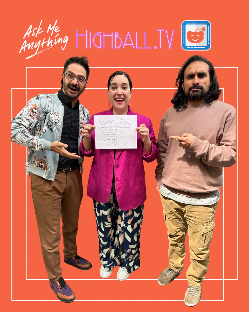 HighballTV's tweet photo. ➡️ Ever wanted to make your own film? 
➡️ Launch a streaming platform? 
➡️ Carve out your own path in the film industry?

Join us for a Reddit AMA with the HighballTV dream team — filmmakers @mattcampagna , @melissadags, and #andrerehal — this Wednesday, April 30 at 3 PM ET.

Find us on Reddit: u/HighballTV

Ask them anything about indie filmmaking, building HighballTV from the ground up, and finding creative freedom in an industry that doesn’t always make it easy.

We’ll bring the real talk — you bring the questions. 

#redditAMA #filmtwitter