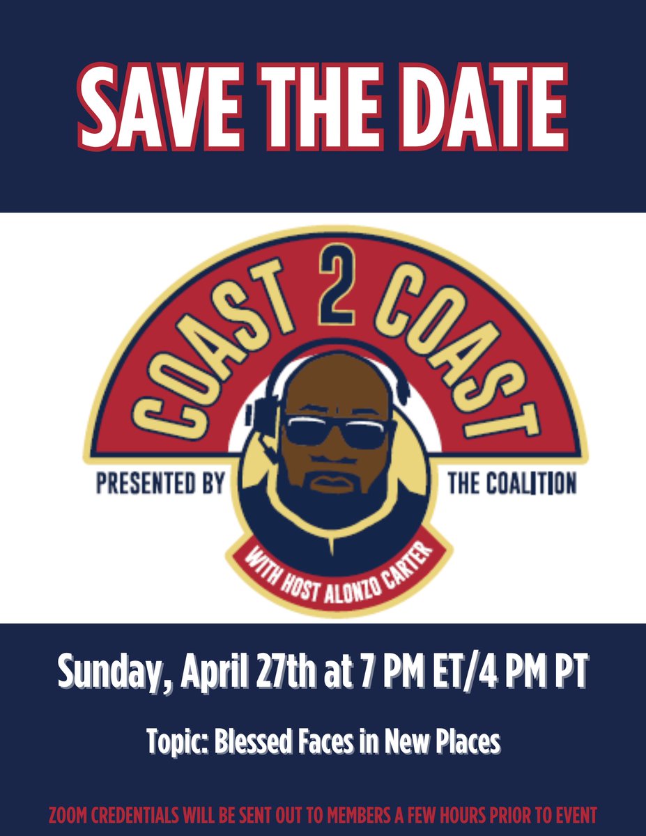 National Coalition of Minority Football Coaches (@ncmfc1) on Twitter photo Join #Coalition Executive Committee Chair
<a href="/RealCoachCarter/">Alonzo “Zo” Carter</a> at 7 PM ET/4 PM PT this Sunday, April 27th for the latest Coast-2-Coast Zoom.
He and the panel will focus on coaches in new positions. Breakout rooms will be available as well.
#JoinTheCoalition
#PreparePromoteProduce Join #Coalition Executive Committee Chair
<a href="/RealCoachCarter/">Alonzo “Zo” Carter</a> at 7 PM ET/4 PM PT this Sunday, April 27th for the latest Coast-2-Coast Zoom.
He and the panel will focus on coaches in new positions. Breakout rooms will be available as well.
#JoinTheCoalition
#PreparePromoteProduce