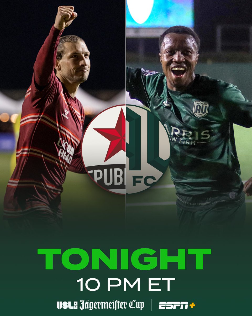 An in-state matchup in Sactown 👊

Watch <a href="/SacRepublicFC/">Sacramento Republic FC</a> face <a href="/AVALTAFC/">AV ALTA FC</a> tonight at 10 PM ET on <a href="/ESPNPlus/">ESPN+</a>!

📺 bit.ly/USLCupOnESPN
✍️ bit.ly/4399z5x