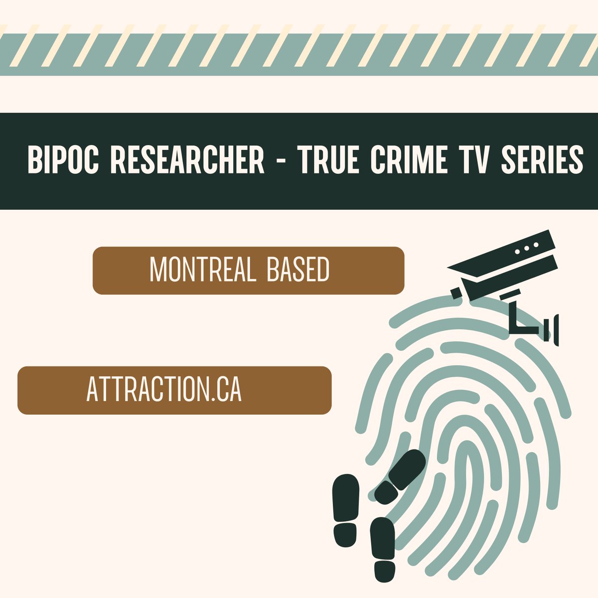 CABJ (@cabjmedia) on Twitter photo π¬ Internship Opportunity for BIPOC Candidates
A Montreal based production company is hiring a paid research/writer intern for a factual true-crime TV series.
π Montreal based
ποΈ Starts May 5 (10β12 weeks, P/T)
βοΈ Send your CV: lroth@attraction.ca
#FilmTVJobs #Montreal π¬ Internship Opportunity for BIPOC Candidates
A Montreal based production company is hiring a paid research/writer intern for a factual true-crime TV series.
π Montreal based
ποΈ Starts May 5 (10β12 weeks, P/T)
βοΈ Send your CV: lroth@attraction.ca
#FilmTVJobs #Montreal