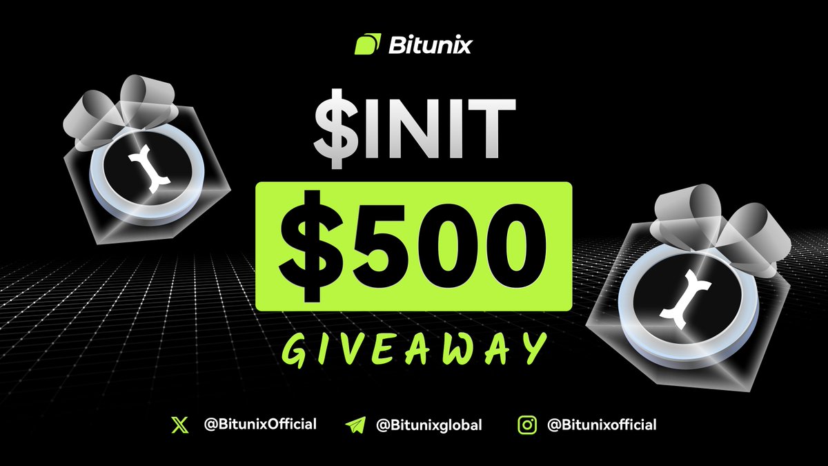 $500 $INIT GIVEAWAY! 🎁

How to participate 👇
1️⃣ Follow @bitunixofficial, RT &amp; Tag friends
2️⃣ Follow us on coinmarketcap.com/community/prof…
3️⃣ Join us on t.me/bitunixglobal

Share your $INIT ROI to boost your chances! 🚀

📅 April 25 – May 2 ▪︎ 20 winners