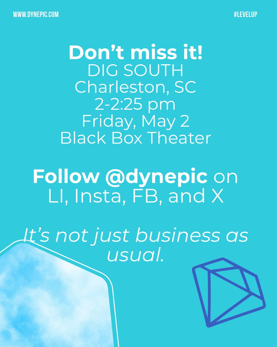 The official countdown to <a href="/DIG_SOUTH/">DIG SOUTH</a> starts...NOW! Don't miss Krissa Watry on stage Friday, May 2 talking about the #FutureEntrepreneur 💪✨ 

#dynepic 
#LevelUp