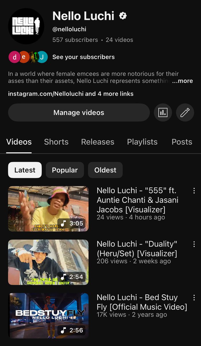 If you’ve ever listened, streamed, or bought my music—please support me by subscribing to my YouTube channel. 

I’m pushing to hit 1K subs and every single one counts! Let’s run it up!

Bless. 🙏🏾

youtube.com/@nelloluchi
