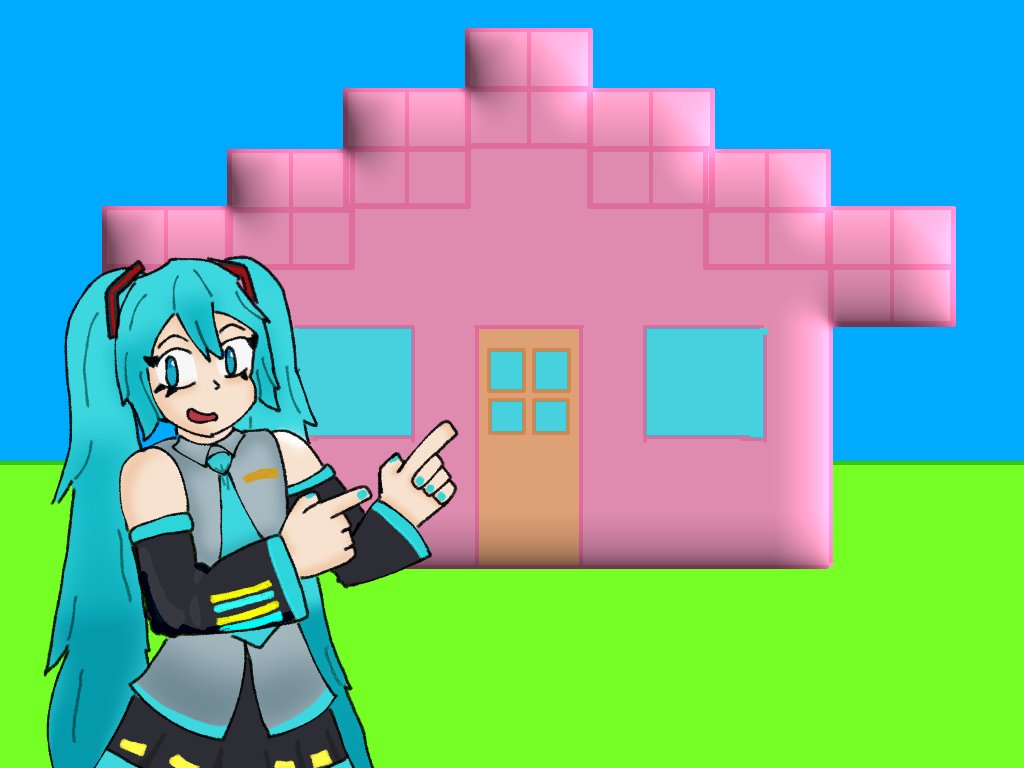 PINK HOUSE!!! #HatsuneMikuArt #Miku #fanart #AMinecraftMovie #minecraftart