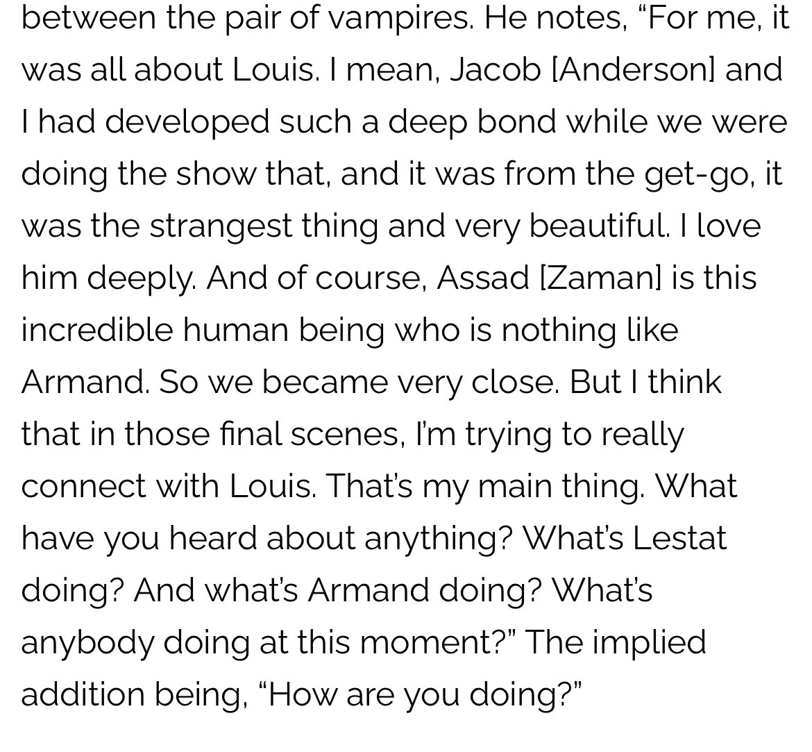 I don’t know where to start with this one. Literally so much to unpack!! 

But here’s a great bit about his love for Jacob Anderson &amp; Assad Zaman! 💙