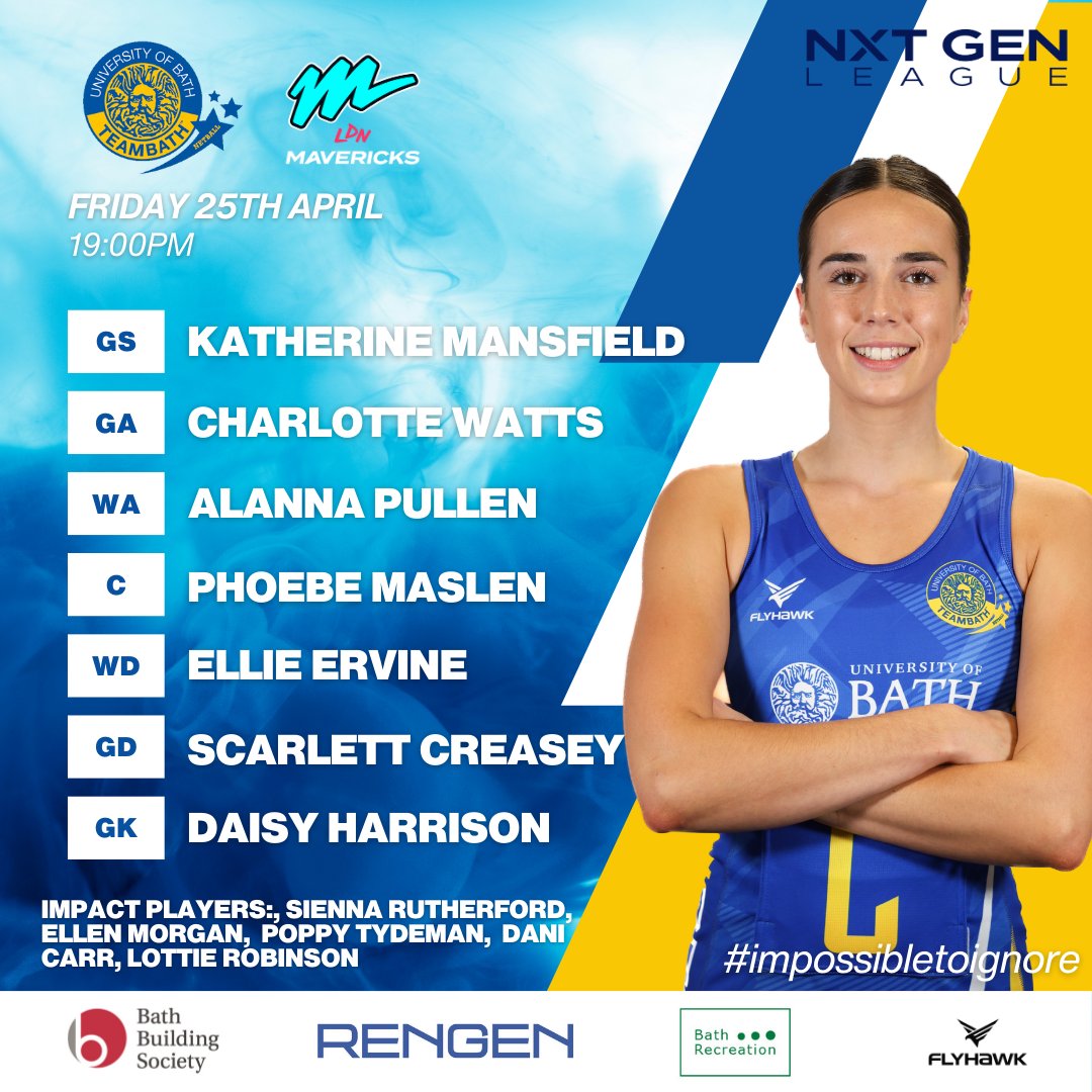 Here is your #blueandgold starting 7 for tonight's match against @ldnmavericksnetball. Who's ready for some fantastic netball?! 💛💙