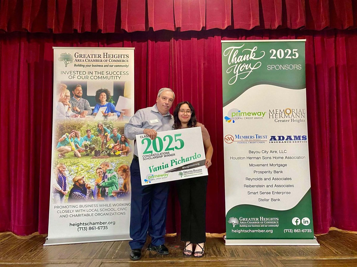 We are thrilled to announce that Vania Pichardo, a standout senior from Heights High School, is the inspiring recipient of our 2025 Greater Heights Area Chamber of Commerce Community Fund scholarship. #PrimeWayFCU