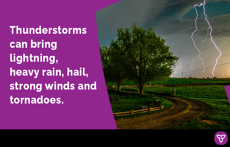Be prepared for thunderstorms:

-Take shelter inside a building
-Stay away from doors &amp; windows
-Stay inside 30 minutes after the last rumble of thunder

#Innisfil #EPWeek2025 <a href="/townofinnisfil/">Town of Innisfil</a>