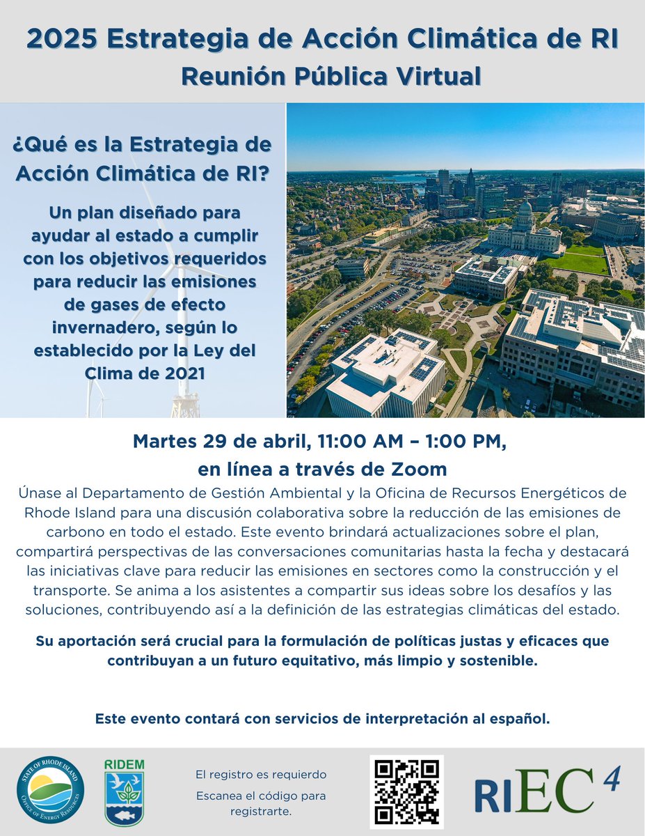 Join us virtually on Tuesday, April 29th for a conversation about Rhode Island's plans to reduce climate pollution! To register for this event, please visit: us02web.zoom.us/meeting/regist…