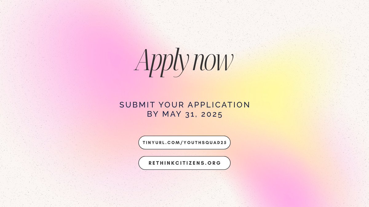 TrishPrabhu's tweet image. Thrilled to announce that ReThink Citizens is recruiting members for our Youth Squad 🙌 This program will train youth leaders ages 15-25 to deliver crucial social media safety education to parents. If you're an aspiring digital changemaker, apply now: tinyurl.com/youthsquad25!