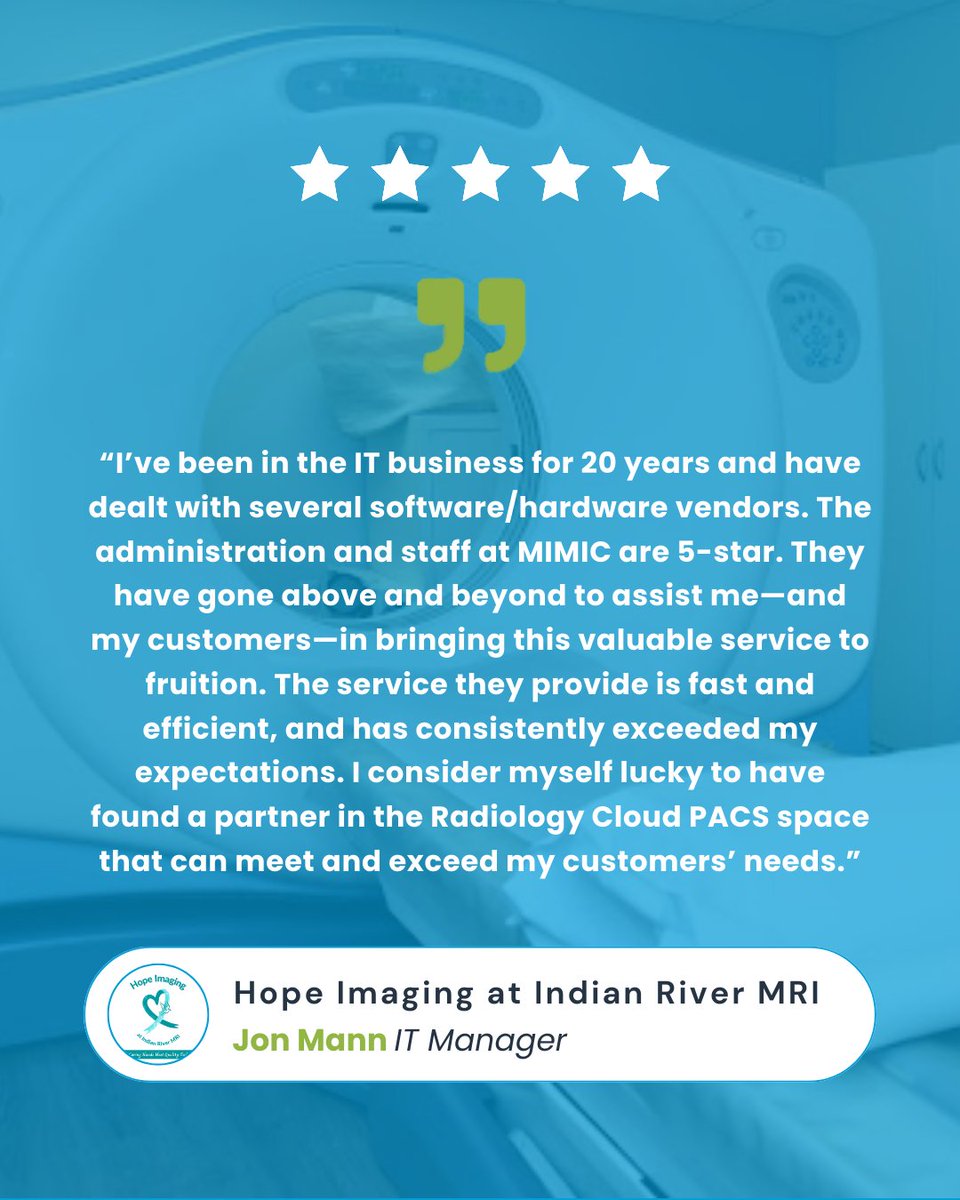 _OnMimic_'s tweet photo. Meet Hope Imaging, located in Indian River County, Florida!

Hope Imaging blends advanced technology with exceptional care, and we’re extremely proud to be trusted by them—and their wonderful patients! 🩺

#OnMIMIC #Healthcare #HopeImaging #MedicalImaging #FutureOfHealthcare https://t.co/zuyT6Yc5tS