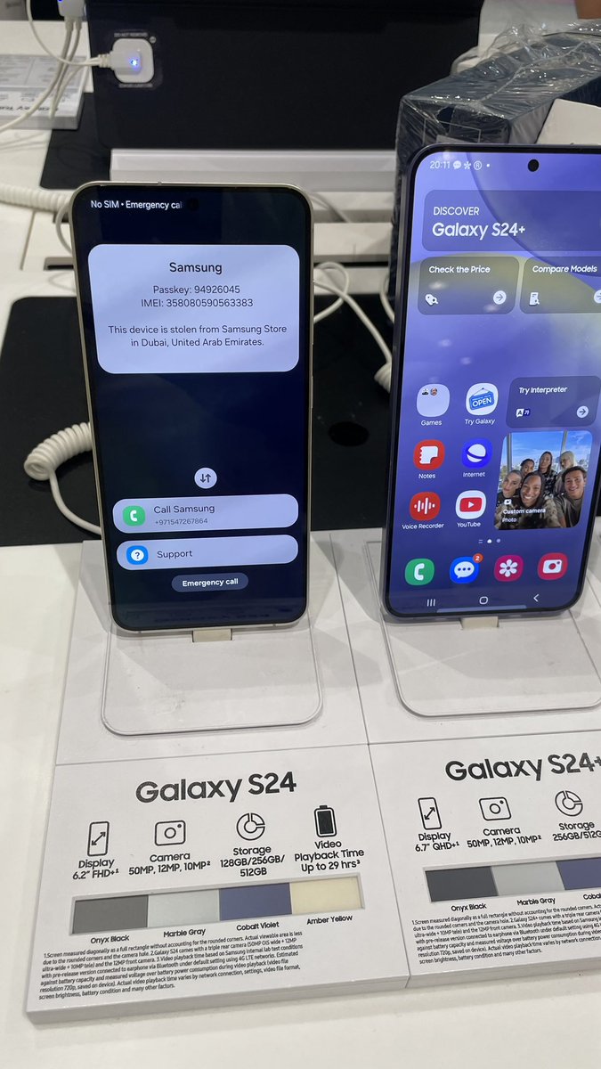 suresh_a19's tweet photo. Hey @SamsungGulf and @LuLuHyperOM , love the new Galaxy S24 feature: ‘Stolen from Dubai’ mode!
Spotted this gem proudly on display at Lulu Hypermarket, Bousher, Oman
Is this phone on a secret vacation, or did it just forget to tell its owner about the trip? 
#HapptAtLuLu https://t.co/nPozCfOsqu