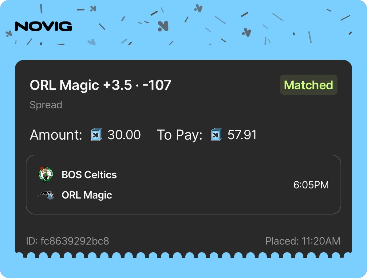 PlayoffKaden's tweet image. Celtics can’t win without Tatum and Brown
- Magic +3.5 🔒
- Magic ml 🔒
- Shoutout @novig_app for the best odds
- use code PLAYOFFLAL