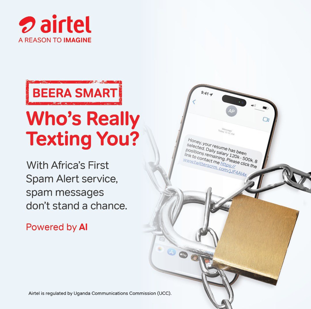 meemetabitha's tweet photo. The #AirtelSpamAlert is here to protect you against all sorts of spam massages,
No more Bafere disturbing you. 
No activation needed, just built-in protection 
You’re safe with Airtel https://t.co/5mA3d9YZfk